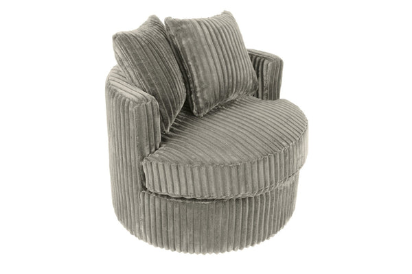 English Elm 360-degree Swivel Corduroy Accent Chair Cocoon Silhouette with Throw Pillows Included B089P416564