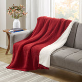 Madison Park Rowan Casual Waffle Knit Chenille Throw MP50-8270 Red