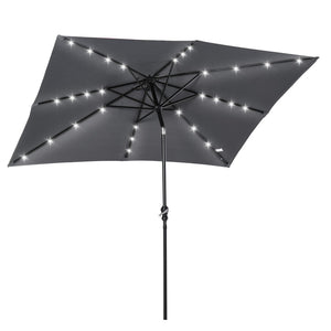English Elm Outsunny 9' X 7' Solar-Powered Led Patio Umbrella With Tilt & Crank, Perfect For Outdoor Spaces! W2225P174268-GIGA