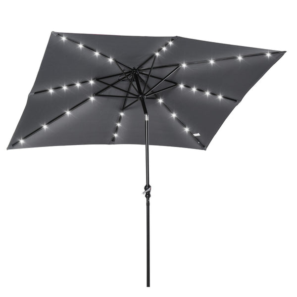 English Elm Outsunny 9' X 7' Solar-Powered Led Patio Umbrella With Tilt & Crank, Perfect For Outdoor Spaces! W2225P174268-GIGA