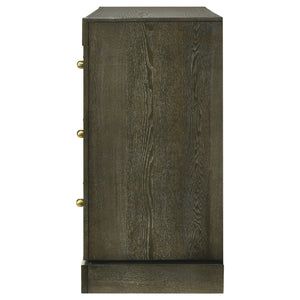 English Elm Sundance Six-Drawer Dark Cocoa Dresser Cabinet with Brass Knobs, Solid Wood Drawer Boxes, 61"W B062P378394