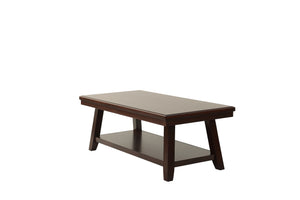 English Elm New Walnut Finish 1pc Coffee Table with Open Shelf, 47"x24" Modern Walnut Veneer Top & Solid Legs B011P396185