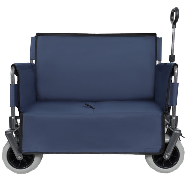 English Elm 3-in-1 Folding Utility Wagon Converts to Bench Seat with All-terrain Balloon Tires Dark Blue W2932P312718