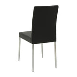 English Elm Set Of 4 Leatherette Upholstered Dining Chairs, Black and Chrome