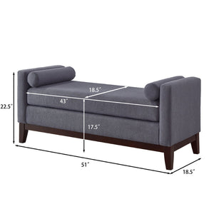 English Elm Large Boucle Upholstered Window Bench with Armrests and Throw Pillows for Entryway Dark Gray W2186P454320