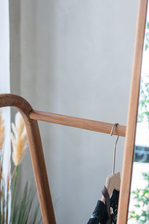 English Elm 38 Valet Mirror Stand 38 x23 x71.5" Clothes Hanger With Mirror — Tectona Modern Wardrobe Organizer, Full-Length Reflection and Hanging Storage for Bedroom and Entryway W2078P195970