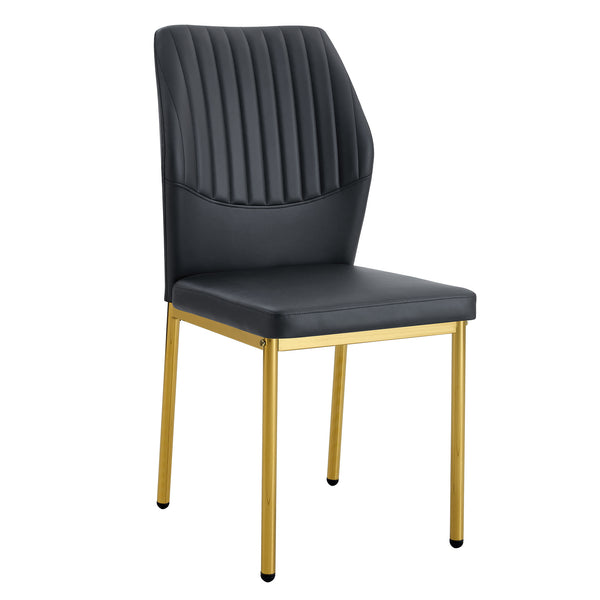 English Elm Luxury Dining Chair Set Of 4 - Modern Black Pu Upholstery With Gold Legs For Stylish Comfort W1151P282688