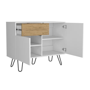 English Elm Platea Modern Sideboard White/Macadamia with Hairpin Legs — Engineered Wood Storage Cabinet, Durable elegante B092P286120