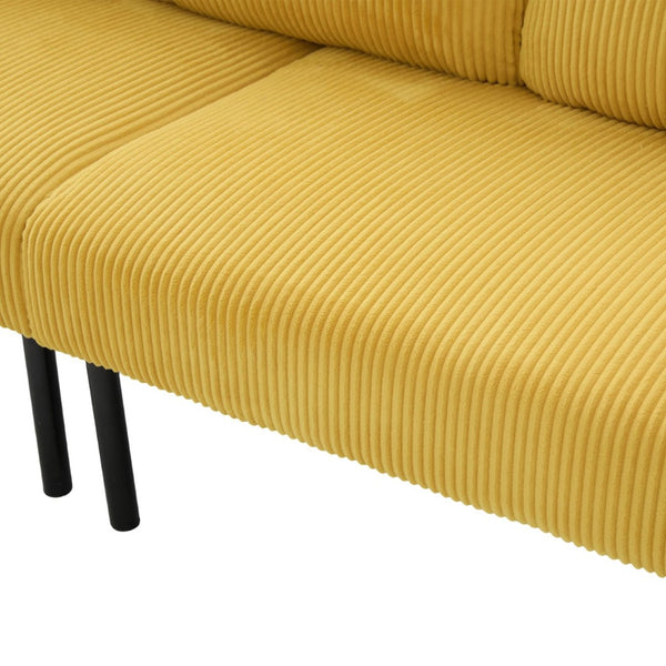 English Elm United We Win Corduroy Loveseat Plush Ergonomic Sofa with Spring Support Metal Legs Mustard Yellow W1568P410047