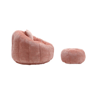 English Elm UNITED Cloud-Luxe Chenille Memory Foam Bean Bag Chair with Ottoman and Pillow for Ultimate Comfort Pink W1568P361686
