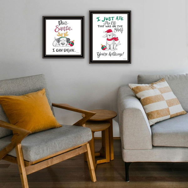 English Elm Trendy Holiday Framed Wall Art Set of 2 Humorous Prints for Bedroom Living Room B067P256618
