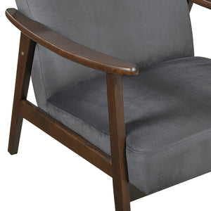 English Elm Mid-Century solid wood frame accent chair with textured fabric upholstery, walnut finish and plush foam cushioning Dark Gray 33 L x 26 W x 15.5 H B011P256602