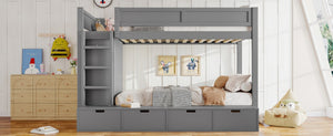 English Elm Twin Triple Bunk Bed Metal L-shaped Frame Sleeps Three Kids White Finish W1580S00474