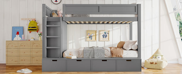 English Elm Twin Triple Bunk Bed Metal L-shaped Frame Sleeps Three Kids White Finish W1580S00474