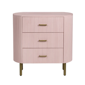 Crestview Collection Blush Pink Fluted Oval Chest - Chic Storage Solution With Brass Legs For Stylish Nurseries & Living Rooms Pink Solid Wood Cvfdr1306