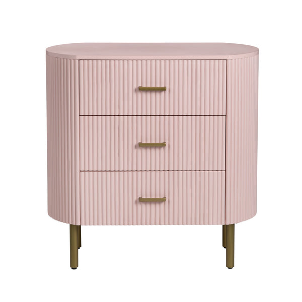 Crestview Collection Blush Pink Fluted Oval Chest - Chic Storage Solution With Brass Legs For Stylish Nurseries & Living Rooms Pink Solid Wood Cvfdr1306