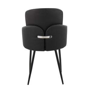 English Elm Dahlia Set Of 2 Contemporary Dining Chairs In Black Faux Leather & Chrome Accents For Modern Homes B202S01189