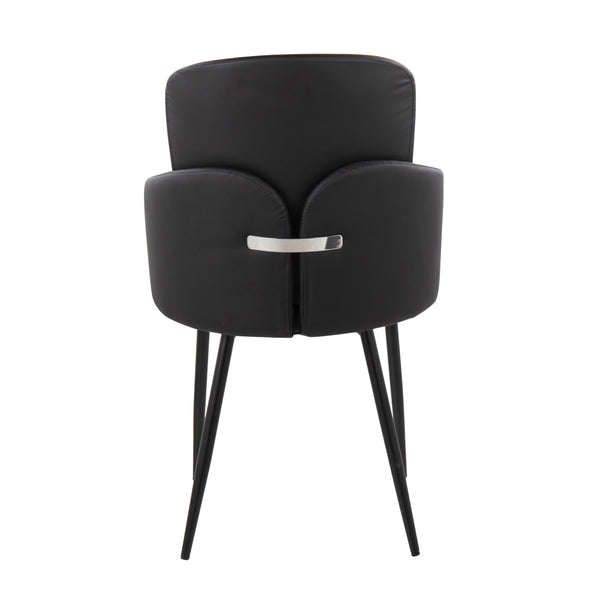 English Elm Dahlia Set Of 2 Contemporary Dining Chairs In Black Faux Leather & Chrome Accents For Modern Homes B202S01189