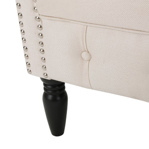 English Elm Christopher Knight Home® - Akira Tufted Club Chair Beige Fabric with Studded Arms, High Back Comfort, Elegant Throne Appeal 59259.00FBEI