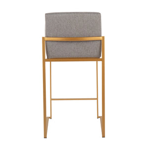 English Elm Fuji High Back Counter Stools Set Of 2 - Stylish Gold Steel Frame With Grey Upholstery For Comfort B202P221943