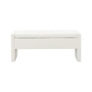 English Elm Modern Linen Upholstered Storage Bench Tufted Seat Organizer for Bedroom Entryway Beige W2671P429582