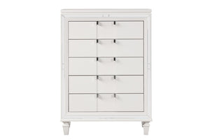 English Elm Genoa Five Drawer Chest Art Deco White Lacquer Mirror Trim Chrome Bedroom Storage B078P497936
