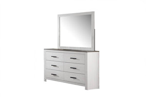 English Elm Modern Six Drawer Dresser Two Tone White Body Sleek Black Bar Handles Bedroom Storage B011P447494