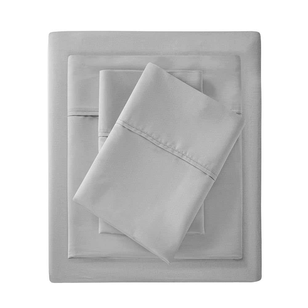 JLA Home Madison Park - Deep Organic Cotton Deep-Pocket Sheet Set 300TC Sateen, Breathable OEKO-TEX, Fits Mattresses to 18" Grey MP20-8247