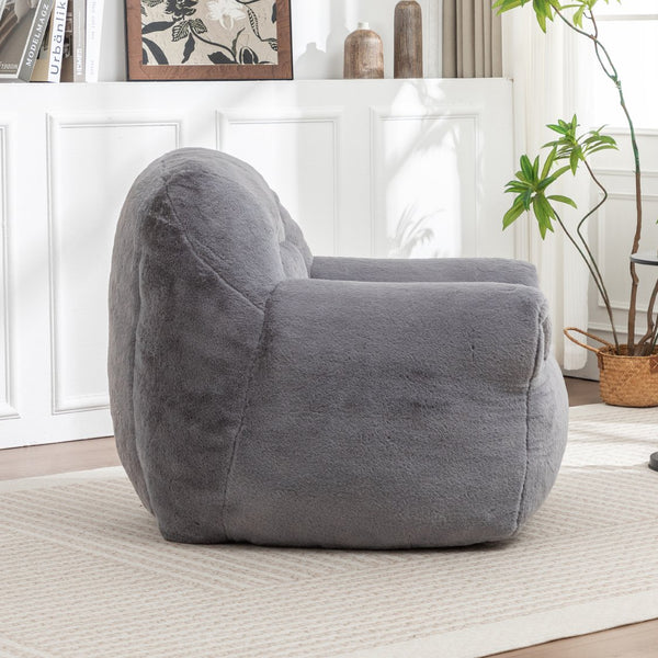 English Elm Bean Bag Chair – Plush Faux Fur Floor Sofa With Back Support For Ultimate Comfort In Any Room W2200P326889