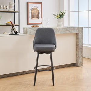 English Elm Swivel Swivel Bar & Counter Stools Set Of 2 - Adjustable 24" To 30", Dark Grey Fabric, Modern Comfort W1805P166962-GIGA