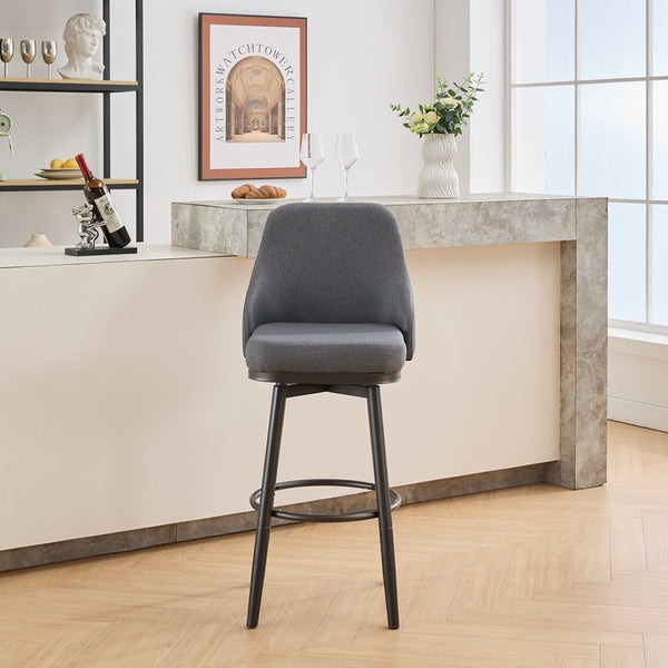 English Elm Swivel Swivel Bar & Counter Stools Set Of 2 - Adjustable 24" To 30", Dark Grey Fabric, Modern Comfort W1805P166962-GIGA