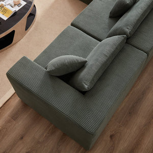 English Elm 104-Inch Corduroy Modular L Shaped Sectional Sofa with Plush Foam, No Assembly, Versatile Lounge Green W834S00388