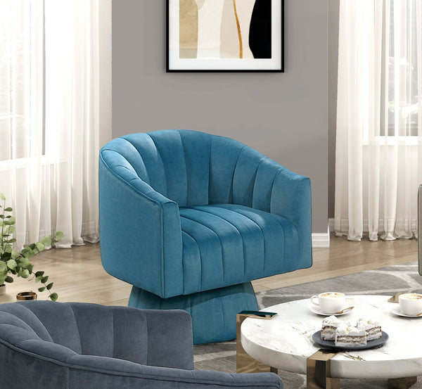 English Elm Dark Teal Velvet Swivel Barrel Chair with Channel Stitching, 360° Comfort Seat, Modern Luxury Design B011P329259