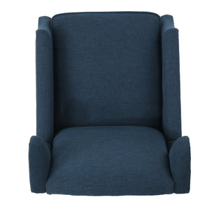 English Elm Christopher Knight Home® - Pushback Recliner Chair with Nailhead Trim and Wingback Design, Plush Fabric Comfort for Living Rooms Navy Blue 60760.00DBL