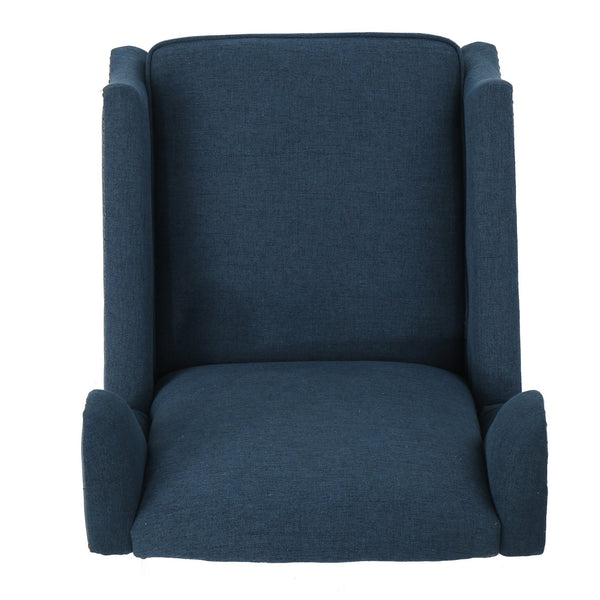 English Elm Christopher Knight Home® - Pushback Recliner Chair with Nailhead Trim and Wingback Design, Plush Fabric Comfort for Living Rooms Navy Blue 60760.00DBL