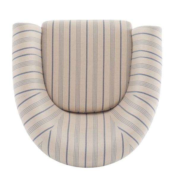 English Elm Christopher Knight Home® - Barrel Upholstered Striped Accent Chair Beige/Blue – Channel-Stitched Fabric, Solid Wood Legs, Cozy Elegance N776P237265S