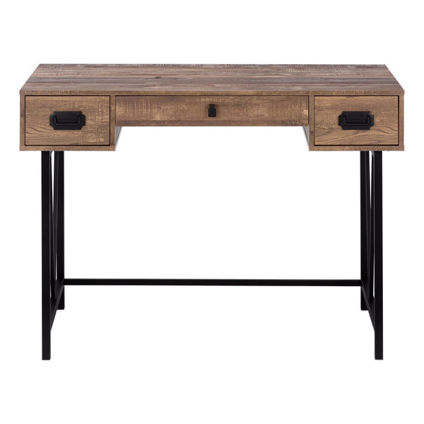 English Elm Computer 48" Desk with Reversible Left/Right Layout, File Drawer & Closed Storage, Metal Legs, Modern Brown 56 L x 27 W x 6 H B2710P219750