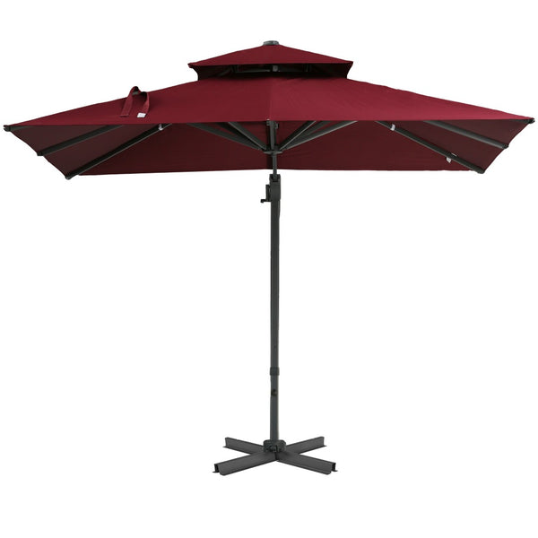 English Elm Outsunny 10Ft Offset Cantilever Patio Umbrella – Versatile Shade Solution With 360° Rotation & Tilt W2225P217598-GIGA