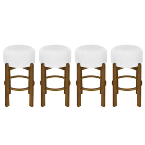 English Elm Christopher Knight Home® - Vera Wooden Barstools Set Of 4 - Dark Walnut Frame With Ivory Upholstery For Stylish Comfort N775P333869D-S4