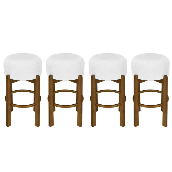 English Elm Christopher Knight Home® - Vera Wooden Barstools Set Of 4 - Dark Walnut Frame With Ivory Upholstery For Stylish Comfort N775P333869D-S4
