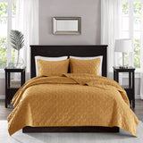 Madison Park Harper Glam/Luxury 3 Piece Velvet Quilt Set MP13-8010 Mustard