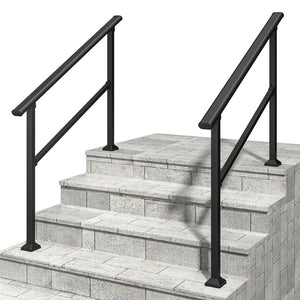 English Elm Hand Rails Wrought Iron Outdoor Stair Set Powder Coated Safety Grip for Porch Steps T3210P298173