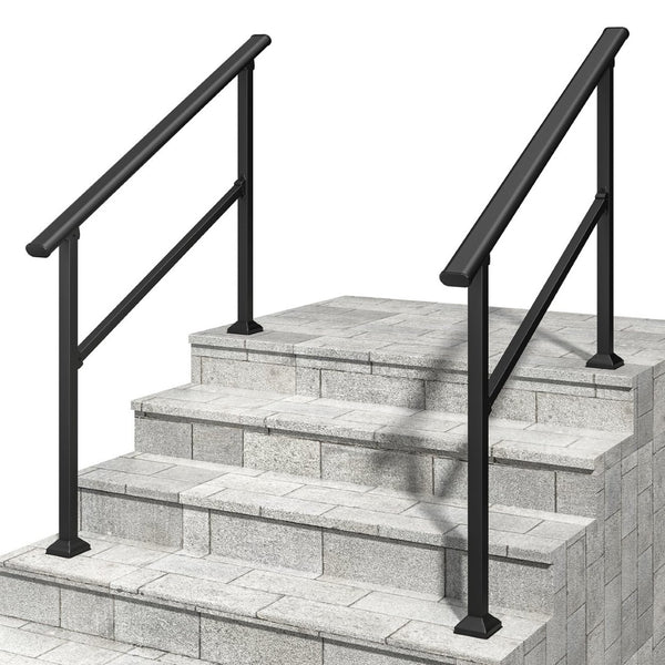 English Elm Hand Rails Wrought Iron Outdoor Stair Set Powder Coated Safety Grip for Porch Steps T3210P298173
