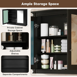 English Elm 36'' Wall Mounted Medicine Cabinet with Dual Mirrors Soft Close Doors Bathroom Storage Black N710P371186B