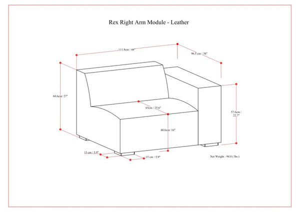English Elm Rex Right Arm Sofa Module - Luxurious Sienna Leather, Modern Design & Customizable Comfort For Your Home B136P199257-GIGA