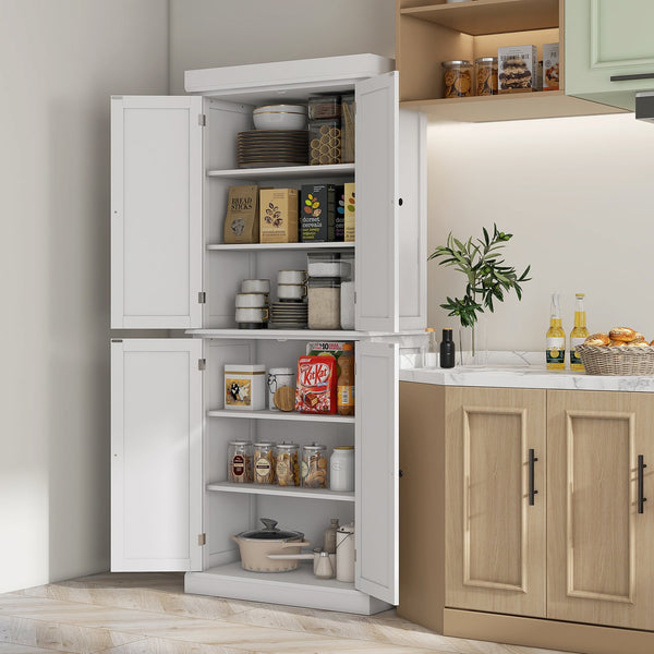 English Elm Homcom 72.5" Freestanding Kitchen Pantry Cabinet With Adjustable Shelves For Stylish Storage Solutions W2225S00057