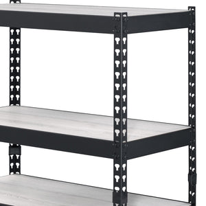 English Elm Decmus Industrial 4-Tier Bookshelf in Black & Natural – Sturdy Metal Frame, Adjustable MDF Shelves, KD assembly B2726P282407