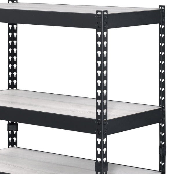 English Elm Decmus Industrial 4-Tier Bookshelf in Black & Natural – Sturdy Metal Frame, Adjustable MDF Shelves, KD assembly B2726P282407