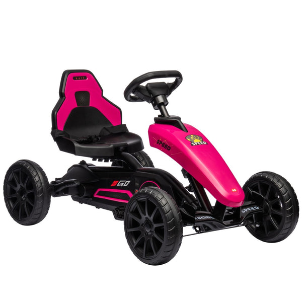 English Elm Aosom Kids Pedal Go Kart Sporty Ride on with Adjustable Seat and Eva Wheels Pink W2225P229170