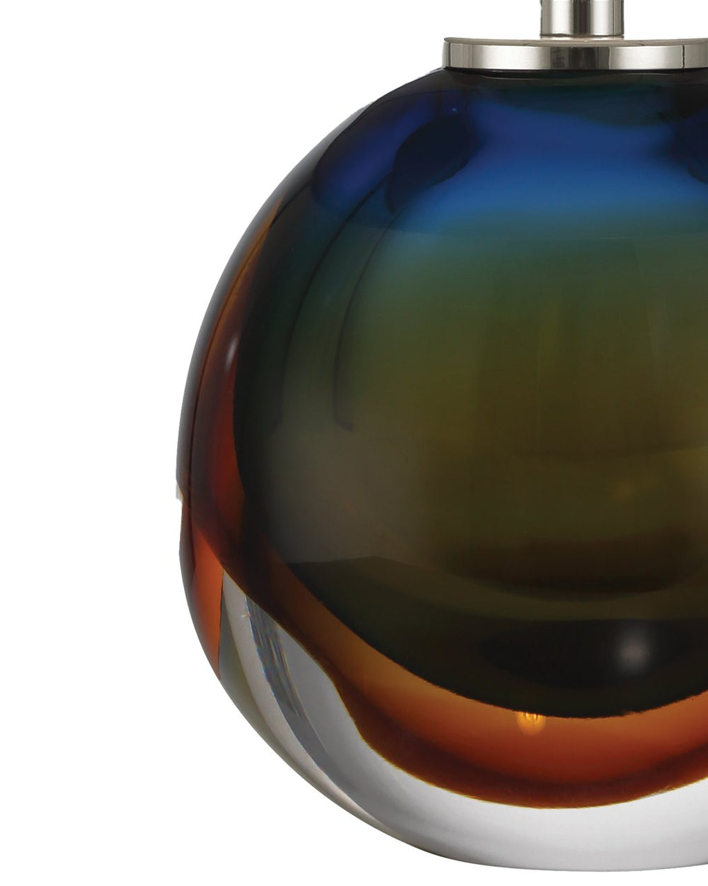 Currey & Company Voyage Rechargeable Cordless Table Lamp – Art-glass Design With Polished Nickel Finish & Fabric Shade Multi,Color Art Glass 6700-0015-currey-company